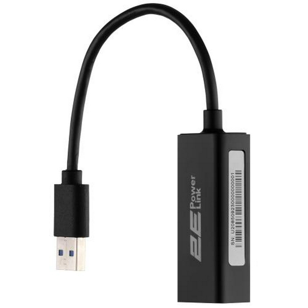 Мережевий адаптер USB 3.0 - Ethernet, 10/100/1000 Мбіт/сек, 2E U2085, Black, чіпсет RTL8153 (2E-U2085) - 2