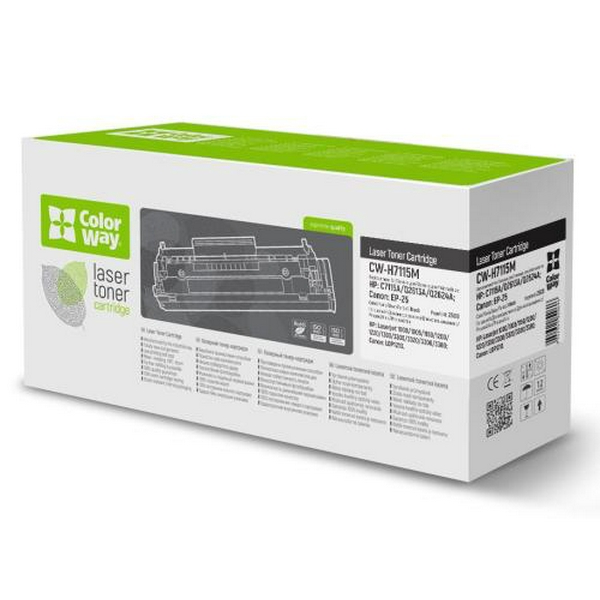Картридж HP 15A (C7115A), Black, LJ 1000/1005/1200/1220/3300/3380, 2500 стор, ColorWay (CW-H7115M)