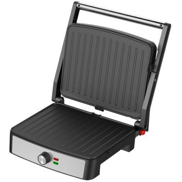 Електрогриль Liberton LPG-1402, Inox/Black, 2200W, закритий (двосторонній), індикатор готовності їжі, регулятор температури, відкривання на 180град, розмір пластини 29х23см, рифлені пластини, антипригарне покриття, піддон для жиру, скребок для чищенн - 3