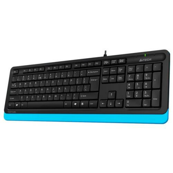 Клавіатура A4Tech FK10 "Fstyler", Black/Blue, USB, 12 мультимедійних кнопок, захист від бризок, 1.5 м, UA/RU/US