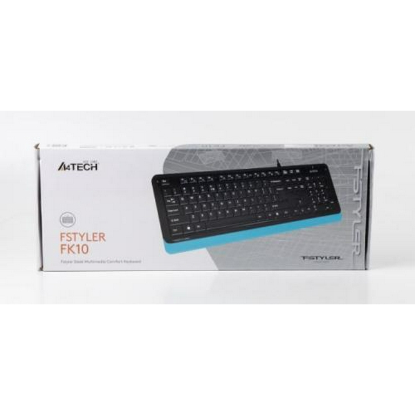 Клавіатура A4Tech FK10 "Fstyler", Black/Blue, USB, 12 мультимедійних кнопок, захист від бризок, 1.5 м, UA/RU/US - 6