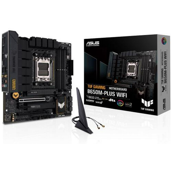 Материнська плата AM5 Asus TUF GAMING B650M-PLUS WIFI, B650, 4xDDR5, Int.Video (CPU), 4xSATA3, 2xM.2, 2xPCI-E 4.0 16x, 1xPCI-E 4.0 1x, Realtek 7.1, Realtek 2.5Gb, WiFi 6, Bluetooth 5.2, 6xUSB3.2/6xUSB2.0, HDMI/DP, MicroATX