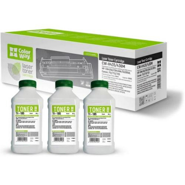 Картридж HP 35A / 36A (CB435A / CB436A), Black, LJ P1005/P1006/P1505, 1500 стор, ColorWay + 3 пляшки тонера TH-1005 (CW-H435/436M/TH-1005)