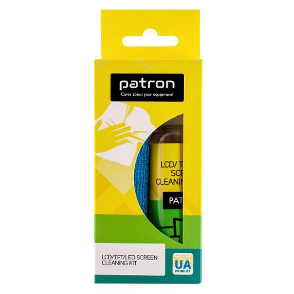 Набір чистячий Patron для екранів: спрей 100 мл, мікроволокно 20 х 20 см (F3-017) - 2