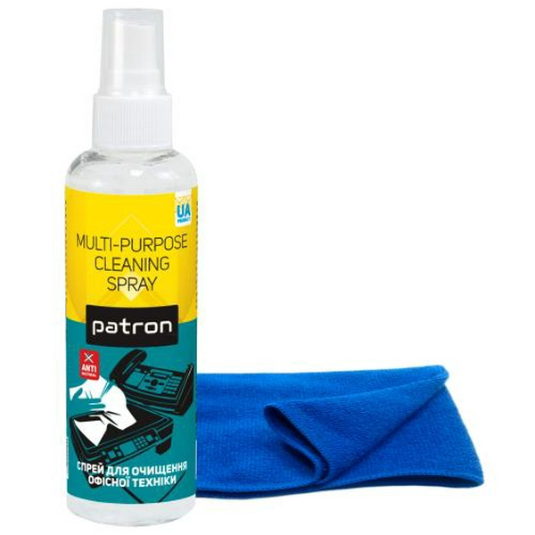 Набір чистячий Patron для оргтехніки: спрей 100 мл, мікроволокно 20 х 20 см (F3-018)