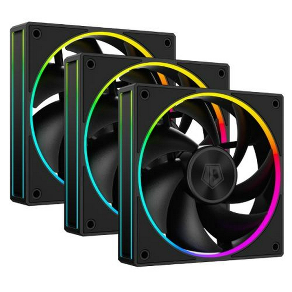 Вентилятор 120 мм, ID-Cooling AF-127-ARGB-K TRIO, Black, 3 шт, 120x120x27 мм, ARGB підсвітка, 500-2000 об/хв, <29.9dB(A), 78CFM, 4-pin (PWM) / 3-pin (ARGB)