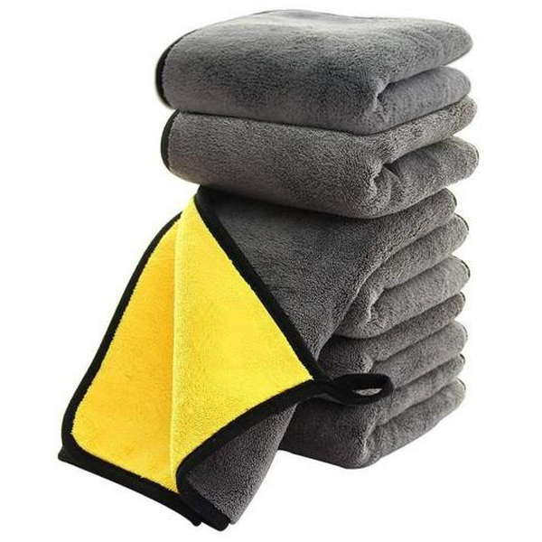 Авторушник ColorWay, Grey/Yellow, двошарова мікрофібра, 50x60 см, щільність 800 г/м² (CW-5608)