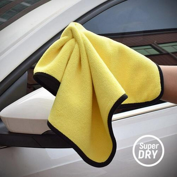 Авторушник ColorWay, Grey/Yellow, двошарова мікрофібра, 50x60 см, щільність 800 г/м² (CW-5608) - 2