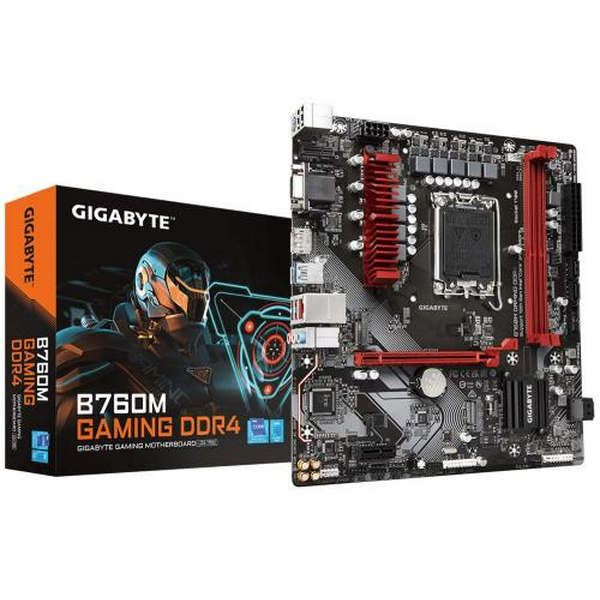 Материнська плата LGA1700, Gigabyte B760M GAMING DDR4, B760, 2xDDR4, Int.Video(CPU), 4xSATA3, 2xM.2, 1xPCI-E 16x 4.0, 1xPCI-E 1x 3.0, Realtek 7.1, RTL8125BG, 6xUSB3.2/6xUSB2.0, VGA/HDMI/DP, MicroATX