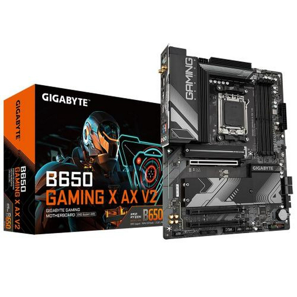 Материнська плата AM5 Gigabyte B650 GAMING X AX V2, B650, 4xDDR5, Int.Video (CPU), 4xSATA3, 3xM.2, 1xPCI-E 4.0 x16, 2xPCI-E 3.0 x16, Realtek 7.1, Realtek 2.5Gb, WiFi 6E, Bluetooth 5.3, 8xUSB3.2/7xUSB2.0, HDMI/DP, ATX