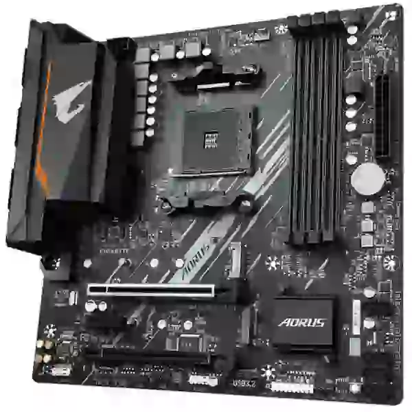 Мат.плата AM4 (B550) Gigabyte B550M AORUS ELITE, B550, 4xDDR4, CrossFireX, Int.Video(CPU), 4xSATA3, 2xM.2, 1xPCI-E 16x 4.0, 1xPCI-E 16x 3.0, 1xPCI-E 1x 3.0, ALC887, GLan, 6xUSB3.2/6xUSB2.0, DVI-D/HDMI, MicroATX - 4