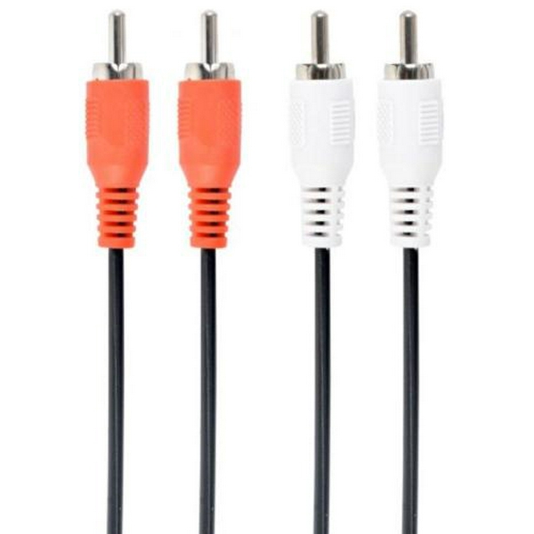 Кабель-перехідник звуковий, 2xRCA (M) - 2xRCA (M), 1.8 м, Black, Cablexpert (CCA-2R2R-6)