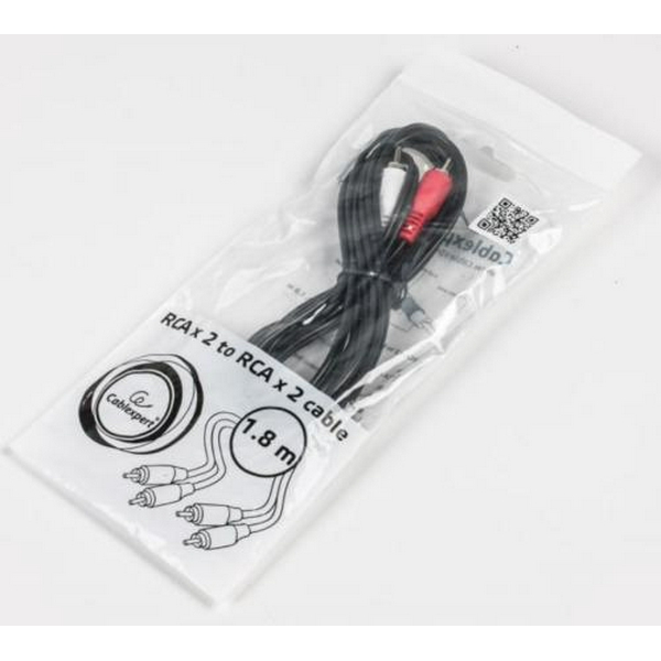 Кабель-перехідник звуковий, 2xRCA (M) - 2xRCA (M), 1.8 м, Black, Cablexpert (CCA-2R2R-6) - 3