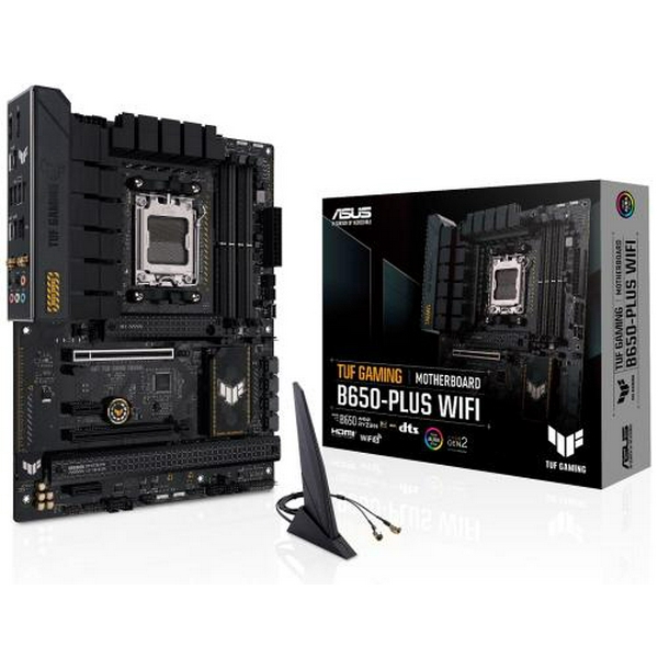 Материнська плата AM5 Asus TUF GAMING B650-PLUS WIFI, B650, 4xDDR5, Int.Video (CPU), 4xSATA3, 3xM.2, 2xPCI-E 4.0 16x, 2xPCI-E 4.0 1x, Realtek 7.1, Realtek 2.5Gb, WiFi 6, Bluetooth 5.2, 6xUSB3.2/6xUSB2.0, HDMI/DP, ATX