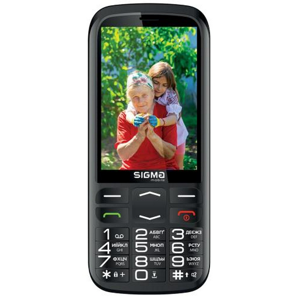 Мобільний телефон Sigma mobile Comfort 50 Optima Type-C Black "бабусефон", 2 Mini-SIM, дисплей 3.5 "кольоровий (320x480), моноблок, Mediatek MT6260A, підтримка microSD (max 32GB), FM-радіо, ліхтарик, BT, Cam 0.3Mp 2500 mAh - 2