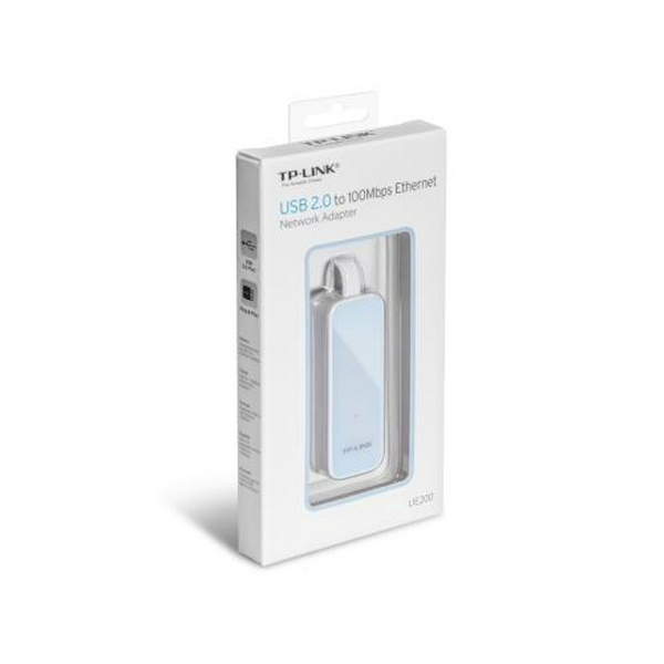 Мережевий адаптер USB 2.0 - Ethernet, 10/100 Мбит/с, TP-LINK UE200, White/Blue, чіпсет RTL8152B - 5