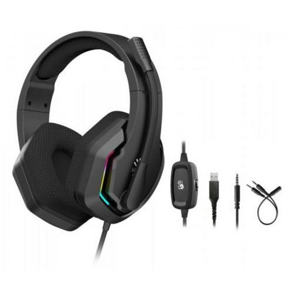 Навушники Bloody G260p Black ігрові, мікрофон, підсвічування 7 кольорів, 3.5 jack, USB, 2м - 5