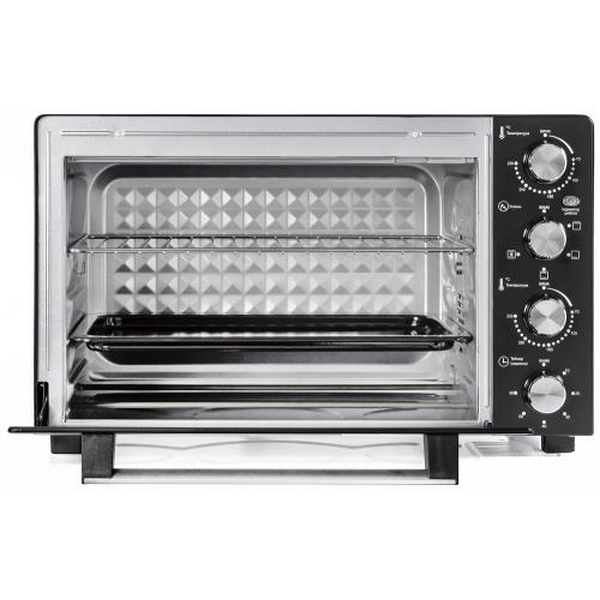 Електродуховка Holmer HEO-248C, Black, 1700w, 48л, конвекція, 3 рівні, роздільне регулювання температури, таймер, 70-250°С, деко з антипргарним покриттям, решітка гриль, ручка, фіксація відкритого положення дверцят - 2