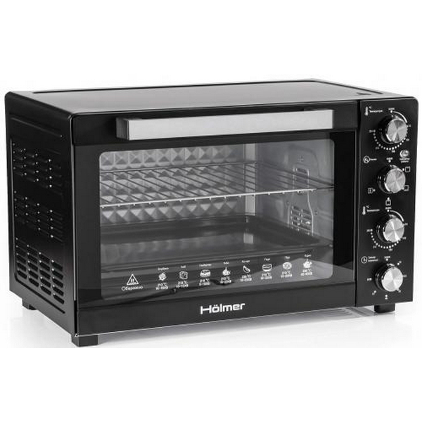 Електродуховка Holmer HEO-248C, Black, 1700w, 48л, конвекція, 3 рівні, роздільне регулювання температури, таймер, 70-250°С, деко з антипргарним покриттям, решітка гриль, ручка, фіксація відкритого положення дверцят - 3