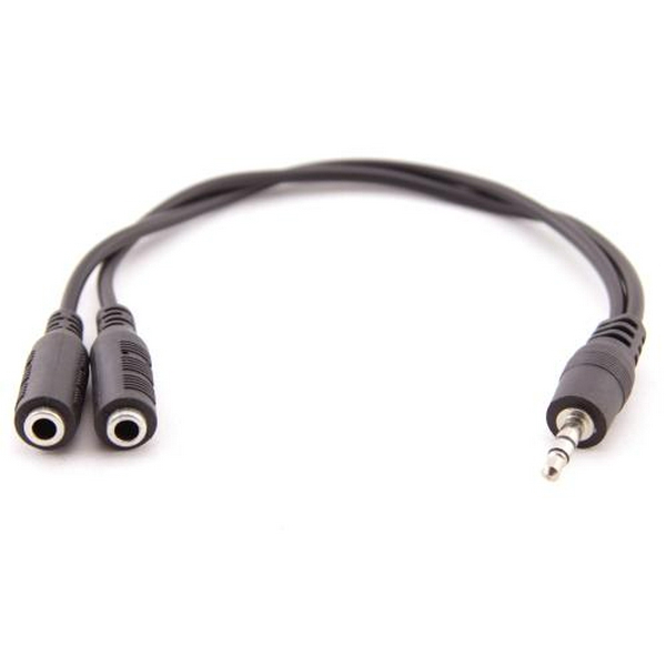 Кабель-перехідник звуковий, 3.5 мм (M) - 2x3.5 мм (F), 10 см, Black, Atcom (16850)
