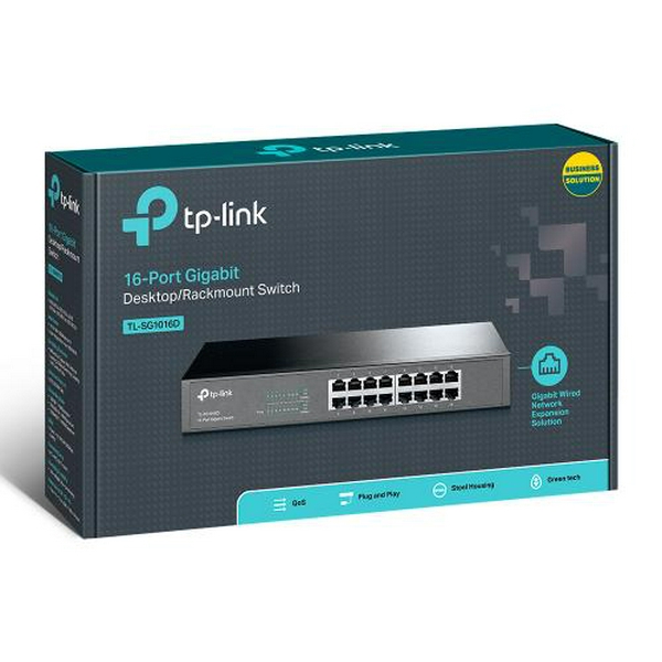 Комутатор TP-LINK TL-SG1016D, 16x100/1000 Mb/s, металевий корпус, некерований - 4
