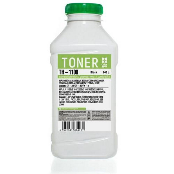 Тонер HP LJ 1100/5L/6L/AX, Canon 460/465/660/1120/800/810/3200, 140 г, ColorWay (TH-1100)