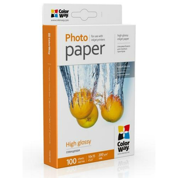 Фотопапір ColorWay, глянсовий, A6 (10х15), 200 г/м², 100 арк (PG2001004R)
