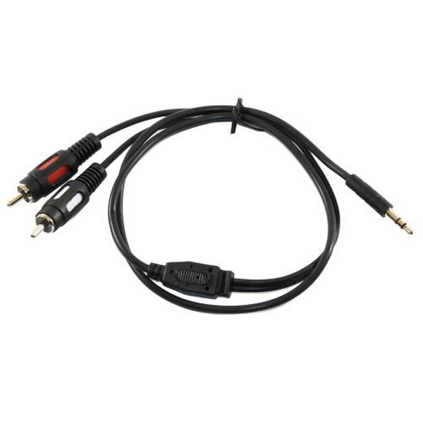Кабель-перехідник звуковий, 3.5 мм (M) - 2xRCA (M), 0.8 м, Black, Atcom (10810)