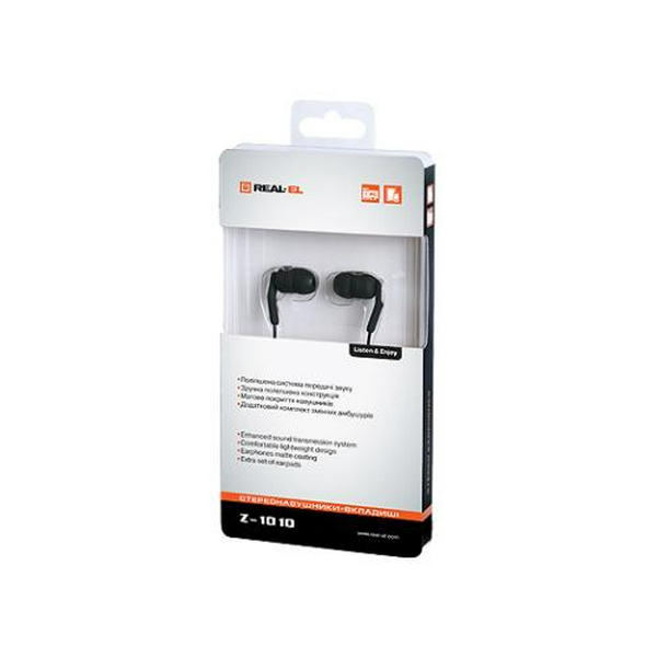 Навушники REAL-EL Z-1010, Black, Mini jack 3.5 мм, вакуумні, кабель 1.2 м (Z-1010) - 2