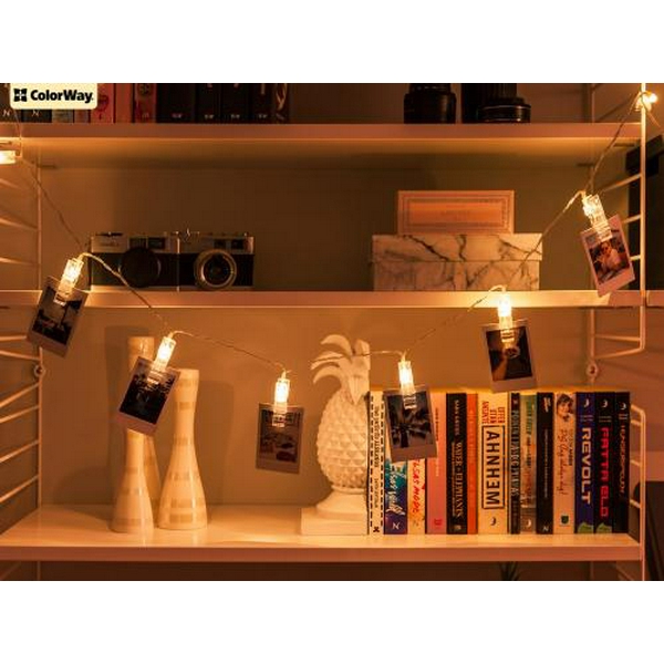 Гірлянда світлодіодна ColorWay, для фото, з прищіпками, 40 LED, 4,2 м, 3xAA (CW-LCP-40L42B) - 6