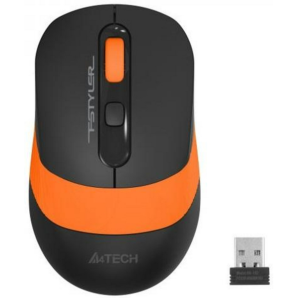 Миша A4Tech Fstyler FG10S 2000dpi Black+Orange, USB, Wireless, безшумна 