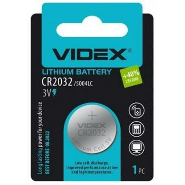 Батарейка CR2032, літієва, Videx, 1 шт, 3V, Blister - 2