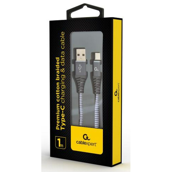 Кабель USB AM - Type-C, 1 м, Grey, Cablexpert, 2.1A (CC-USB2B-AMCM-1M-WB2) - 2