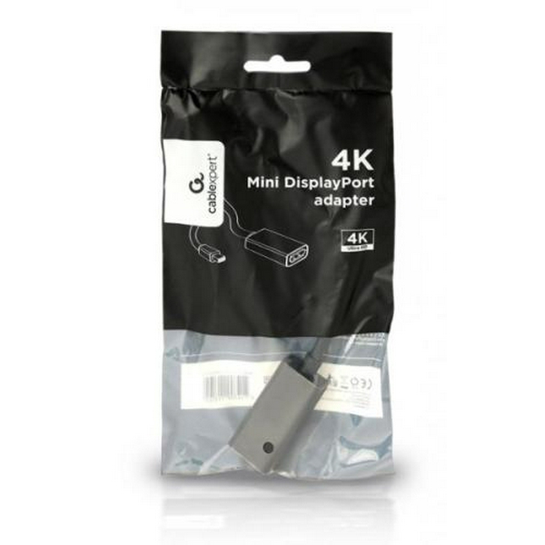 Перехідник miniDisplayPort (M) - DisplayPort (F), Cablexpert, Black, 10 см, 4K (A-mDPM-DPF4K-01) - 2