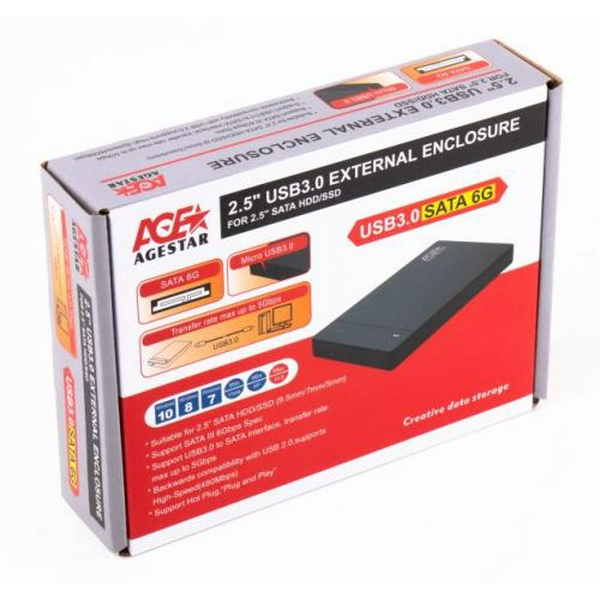 Кишеня зовнішня AgeStar, Black, 2.5", USB 3.0, 1xSATA (3UB2P3) - 3