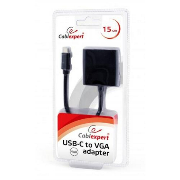 Перехідник Type-C (M) - VGA (F), Cablexpert, Black, 15 см (AB-CM-VGAF-01) - 2