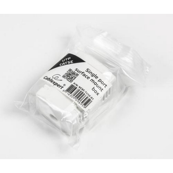 Розетка RJ45 (мережна), 1-портова UTP, біла, 5E категорія, Cablexpert (NCAC-1U5E-01) - 3