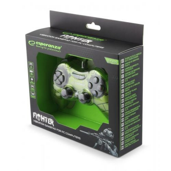 Геймпад Esperanza GX400 "Fighter", Green, USB, вібрація, для PC, 2 аналогових стіка, 12 кнопок (EG105G) - 3