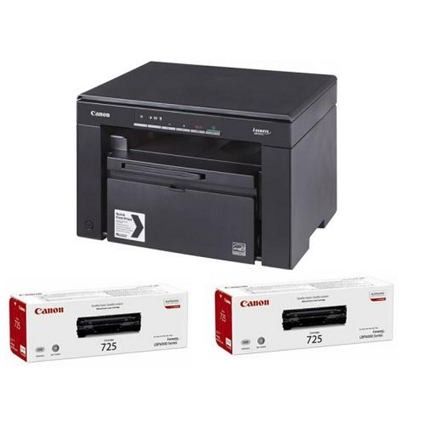 БФП лазерний ч/б A4 Canon MF3010, Black + 2 картриджі Canon 725, 600x1200 dpi, до 18 стор/хв, USB, картридж Canon 725 (5252B034)