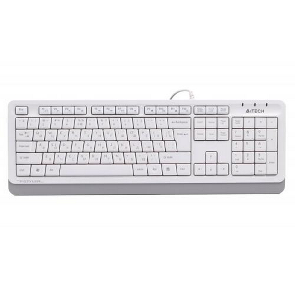 Клавіатура A4Tech FKS10 "Fstyler", White/Grey, USB, кнопки Natural_A Shape, 12 мультимедійних кнопок, захист від бризок, 1.5 м, UA/RU/US