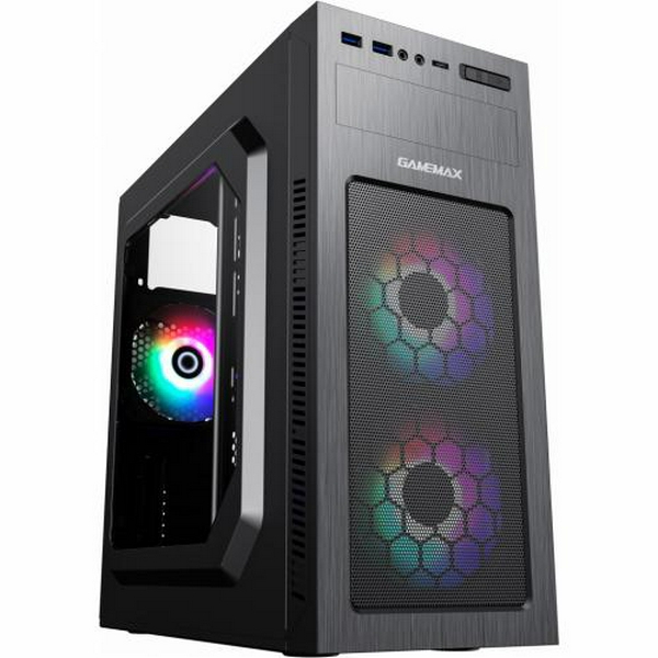 Корпус GameMax MT525-2U3TYC Black, без БЖ, Mid Tower, ATX / Micro ATX / Mini ITX, 2хUSB 3.0, Type-C, 3x120mm, 417x200x425 мм (MT525-2U3TYC-3FAN)
