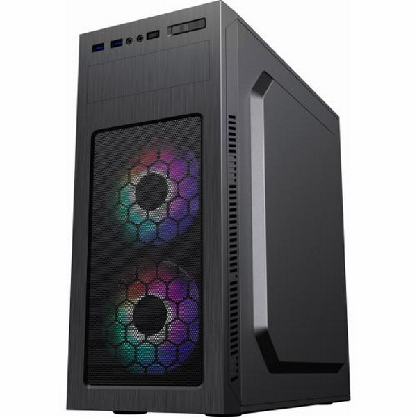 Корпус GameMax MT525-2U3TYC Black, без БЖ, Mid Tower, ATX / Micro ATX / Mini ITX, 2хUSB 3.0, Type-C, 3x120mm, 417x200x425 мм (MT525-2U3TYC-3FAN) - 2