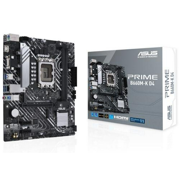 Мат.плата LGA1700, Asus PRIME B660M-K D4, B660, 2xDDR4, Int.Video(CPU), 4xSATA3, 2xM.2, 1xPCI-E 16x 4.0, 2xPCI-E 1x 3.0, ALC997, GLan, 5xUSB3.2/4xUSB2.0, VGA/HDMI, MicroATX