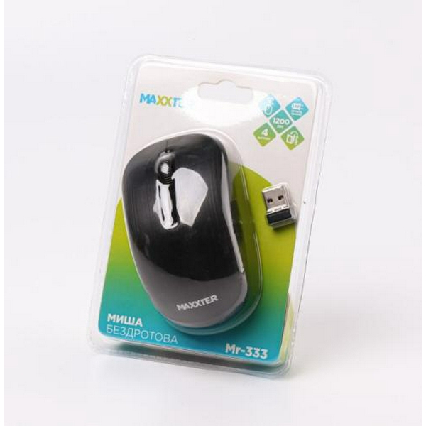Миша Maxxter Mr-333 бездротова, USB, Black - 4