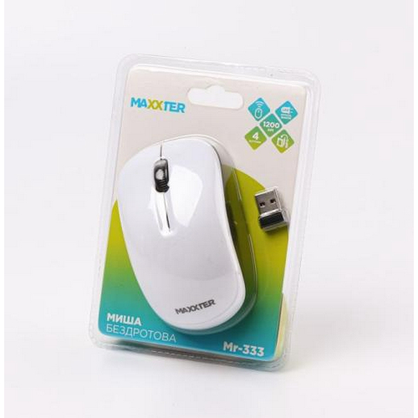 Миша Maxxter Mr-333-W бездротова, USB, White - 4