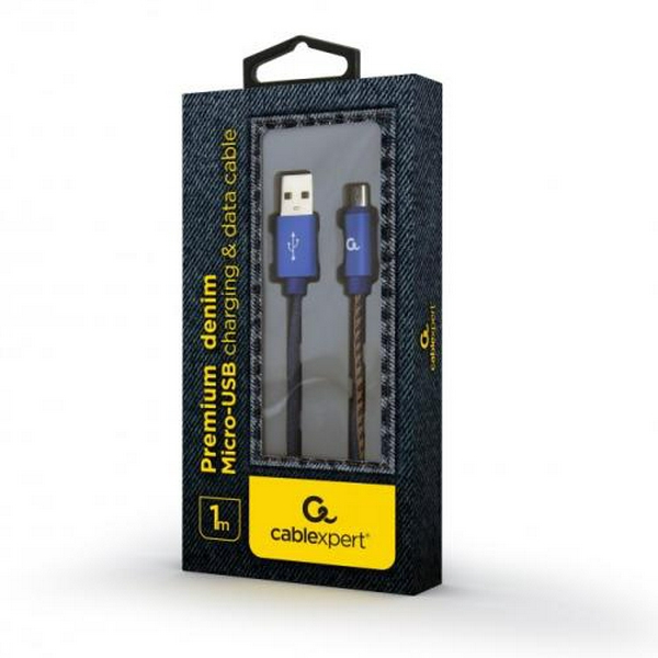 Кабель USB 2.0 AM - microUSB (5P), 1 м, Blue, Cablexpert, 2.1A (CC-USB2J-AMmBM-1M-BL) - 2