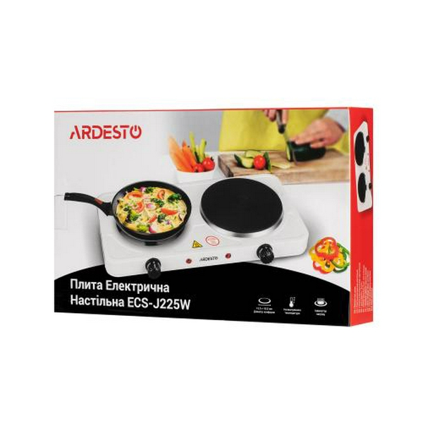 Настільна плита Ardesto ECS-J225W, White, 2500W, електрична, 5 режимів, 2 конфорки, емаль, індикатор нагрівання - 7