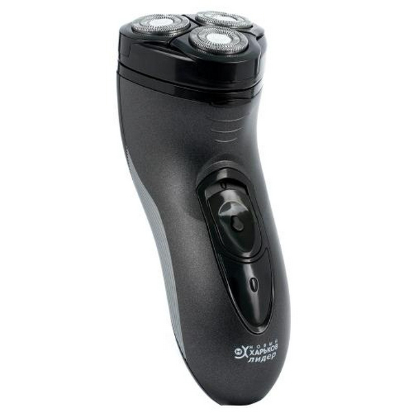 Електробритва Новий Харків НХ-8503 Лидер Black, 3W, роторна, сухе гоління, 3 головки для гоління, подвійні леза, плаваюча конструкція ножів, повторение контуров лица, живлення мережа/акумулятор, індикатор роботи/включення, тример для скронь