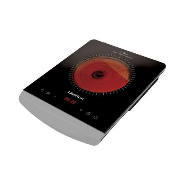 Настільна плита Liberton LIC-3801, Black/White, 2000W, інфрочервона, 8 режимів, 1 конфорка, керування сенсорне, склокераміка, дисплей, таймер