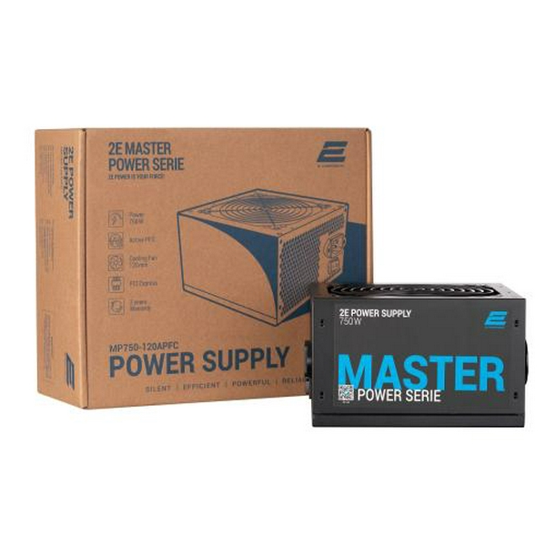 Блок живлення 750 Вт, 2E Master Power, Black, ATX, 80 Plus, Active PFC, 120 мм, 3xMolex / 5xSATA / 4xPCI-E 6+2-pin / 1xMB 20+4-pin / 1xCPU 4+4-pin, захист OVP/SCP/OPP/OCP (2E-MP750-120APFC) - 4